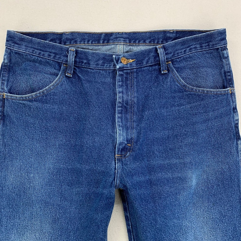 VTG Rustler Jeans Straight Mens 38x32 Blue Faded Distressed Denim‎ Retro Work